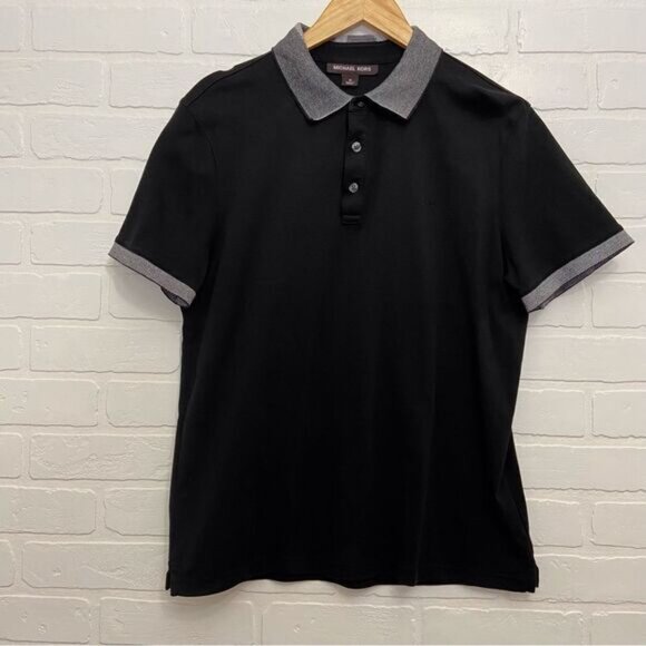 MICHAEL Kors men black shirt in medium or small 100% cotton polo sweater - Picture 9 of 9